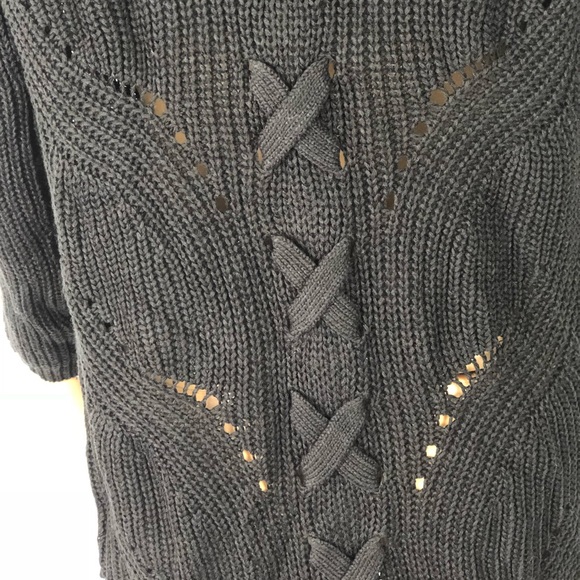 Juniors sweaters laced-back open-front cardigan - Picture 5 of 5